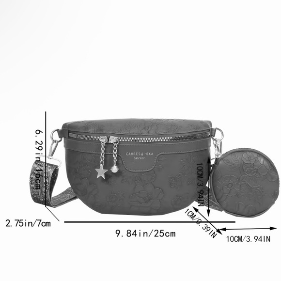 Women’s Sky Blue Floral Embossed Crossbody Bag with Coin Pouch NWT - Picture 2 of 2